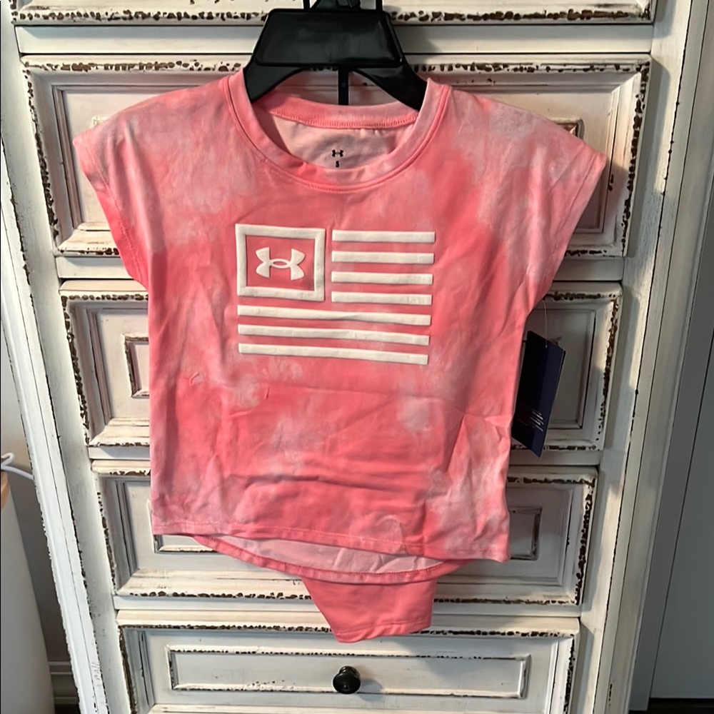 Under Armour Kids Tie-Dye Pink Tee and Shorts Set Size 5